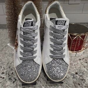 Women's Glitter Silver and White Sneakers